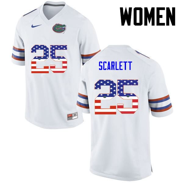 NCAA Florida Gators Jordan Scarlett Women's #25 USA Flag Fashion Nike White Stitched Authentic College Football Jersey WAD3864KU